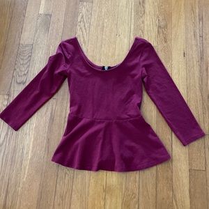 Peplum Style Top Burgundy